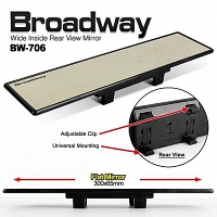 Napolex Broadway 300mm Wide Non-Glare Rearview Mirror Black Frame (BW-706)