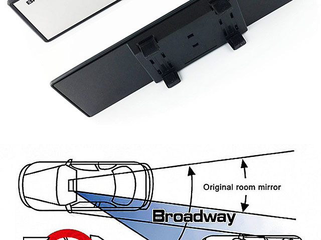 Napolex Broadway 270mm Wide Non-Glare Rearview Mirror Black Frame (BW-704)
