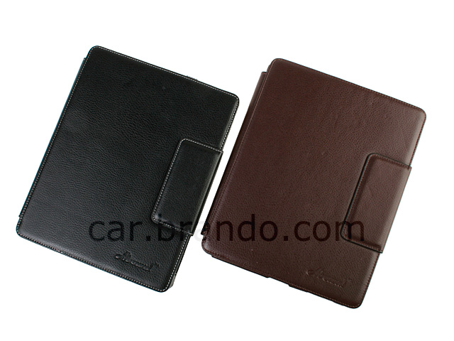 iPad 2 Leather Case with Elastic Velcro Strap Car Mount