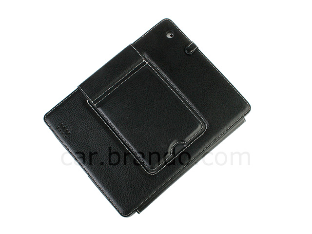 iPad 2 Leather Case with Elastic Velcro Strap Car Mount