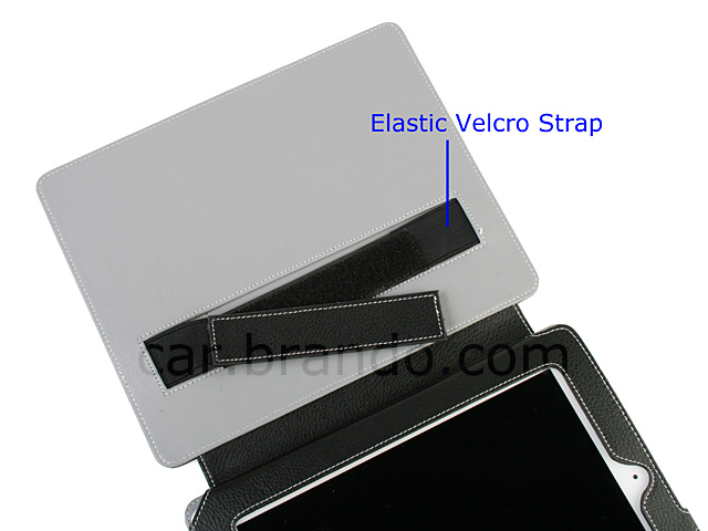 iPad 2 Leather Case with Elastic Velcro Strap Car Mount