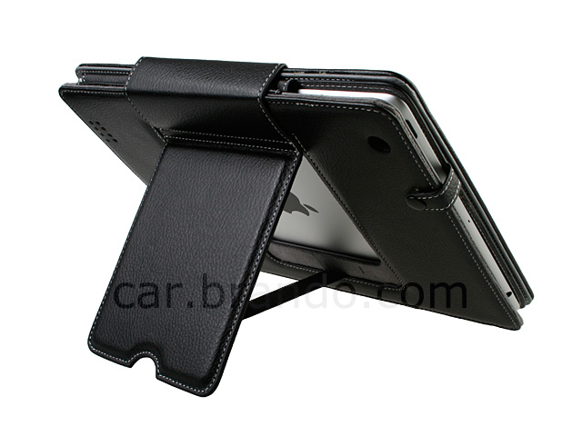 iPad 2 Leather Case with Elastic Velcro Strap Car Mount